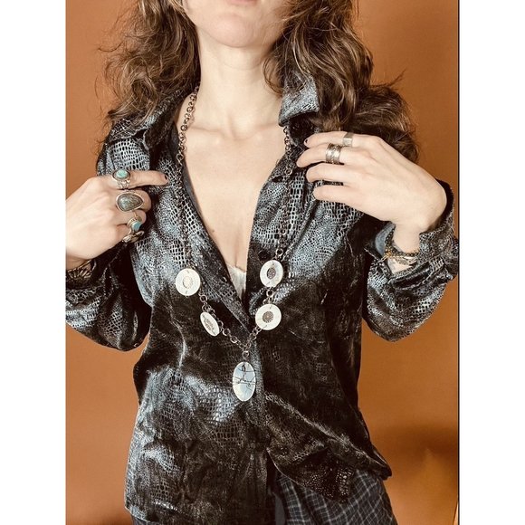 Boutique Quartz X-Long Silver Handmade Charm Silver Statement Necklace - Picture 6 of 6